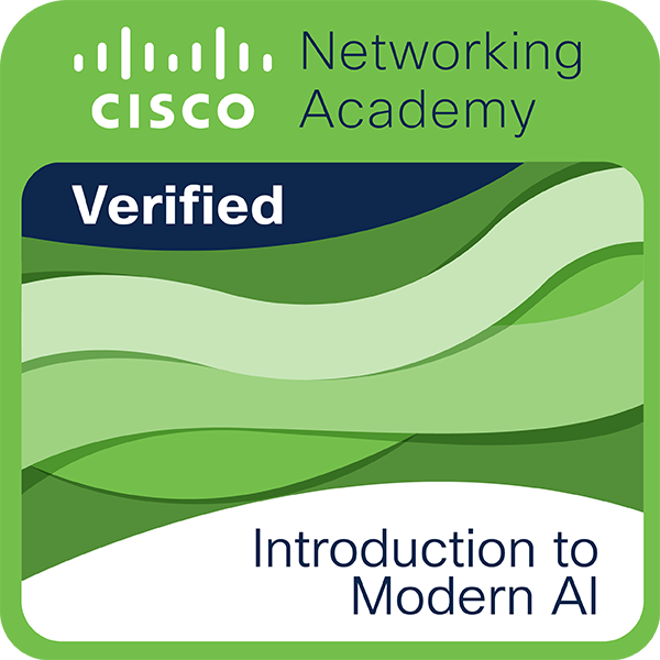 Insignia verificada de Cisco Networking Academy para Introduction to Modern AI